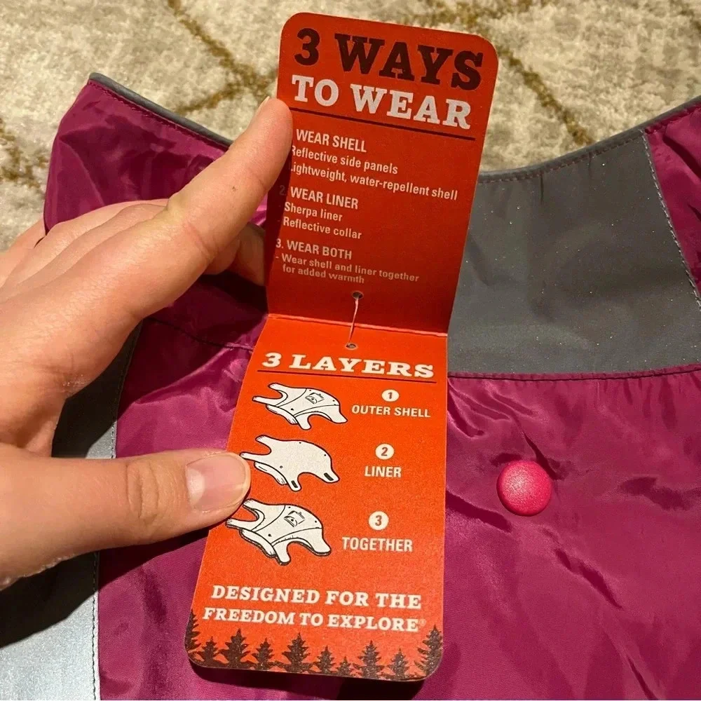 Dog Jacket Arcadia Trail 3 In 1 Multi Wear Coat Pink Size XL